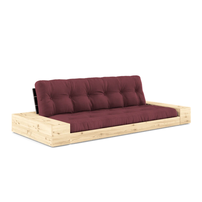 Base Sovesofa Med Sideboks og 5-lags Madrass Svart Natt/Bordeaux