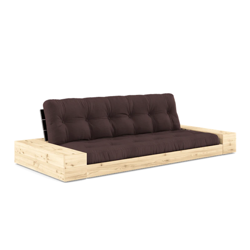 Base Sovesofa Med Sideboks og 5-lags Madrass Svart Natt/Brun