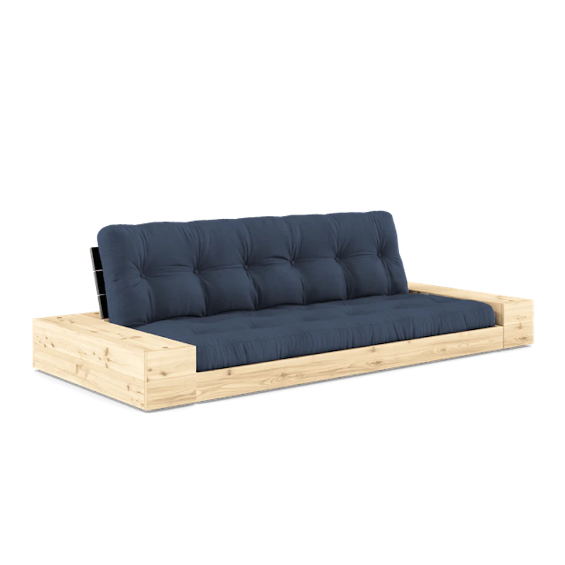 Base Sovesofa Med Sideboks og 5-lags Madrass Svart Natt/marineblå