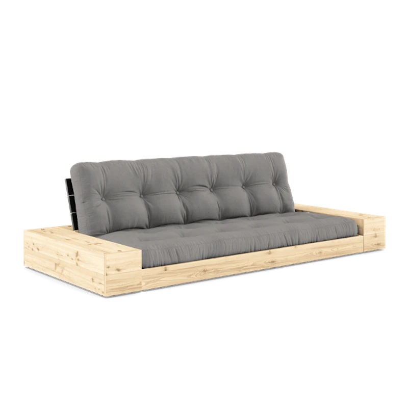 Base Sovesofa Med Sideboks og 5-lags Madrass Svart Natt/Grå