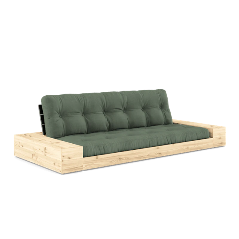Base Sovesofa Med Sideboks og 5-lags Madrass Svart Natt/Olivengrønn