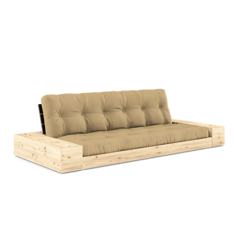 Base Sovesofa Med Sideboks og 5-lags Madrass Svart Natt/Beige