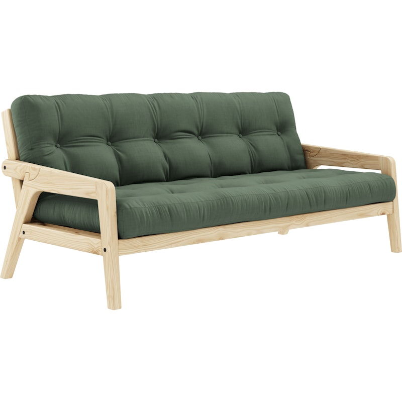 Grab Sovesofa Med Madrass, Klarlakkert / Olive Green