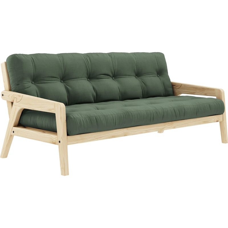 Grab Sovesofa Med Madrass, Klarlakkert / Olive Green