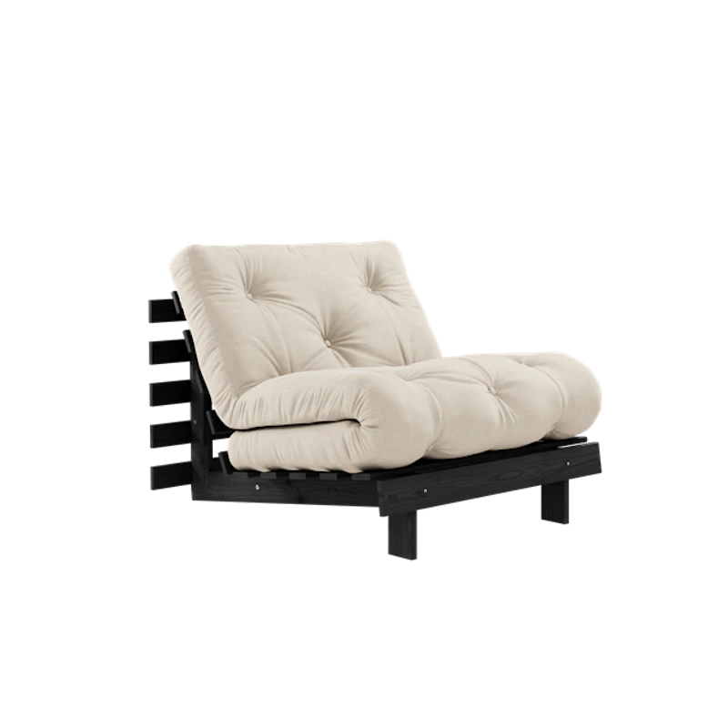 Roots Sovesofa Med Madrass 90x200 Svart Natt/Beige