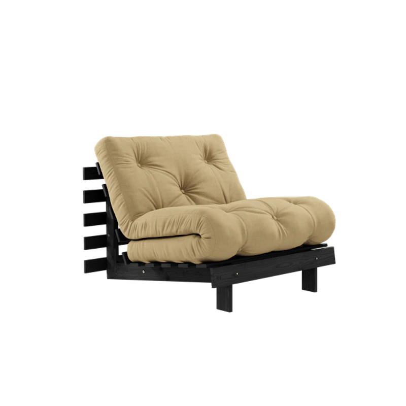 Roots Sovesofa Med Madrass 90x200 Svart Natt/Beige