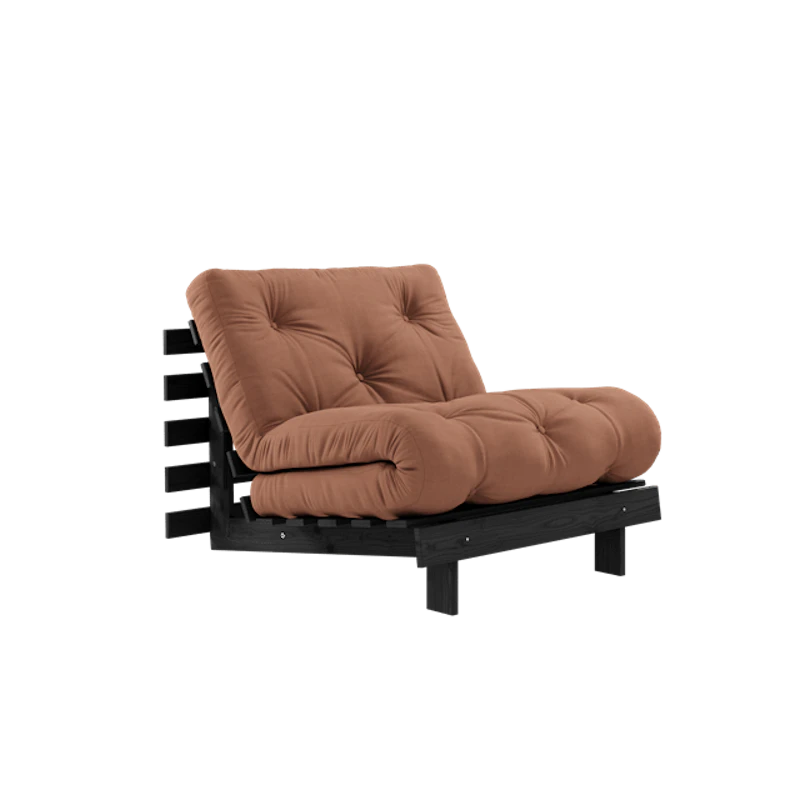 Roots Sovesofa Med Madrass 90x200 Svart Natt/Leirbrun