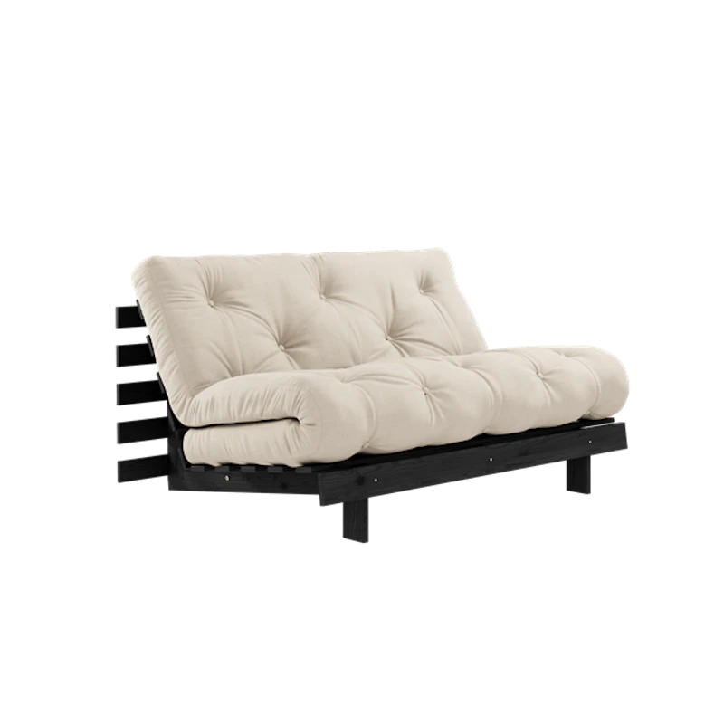 Roots Sovesofa Med Roots Madrass 140x200 Beige/Svart Lakkert