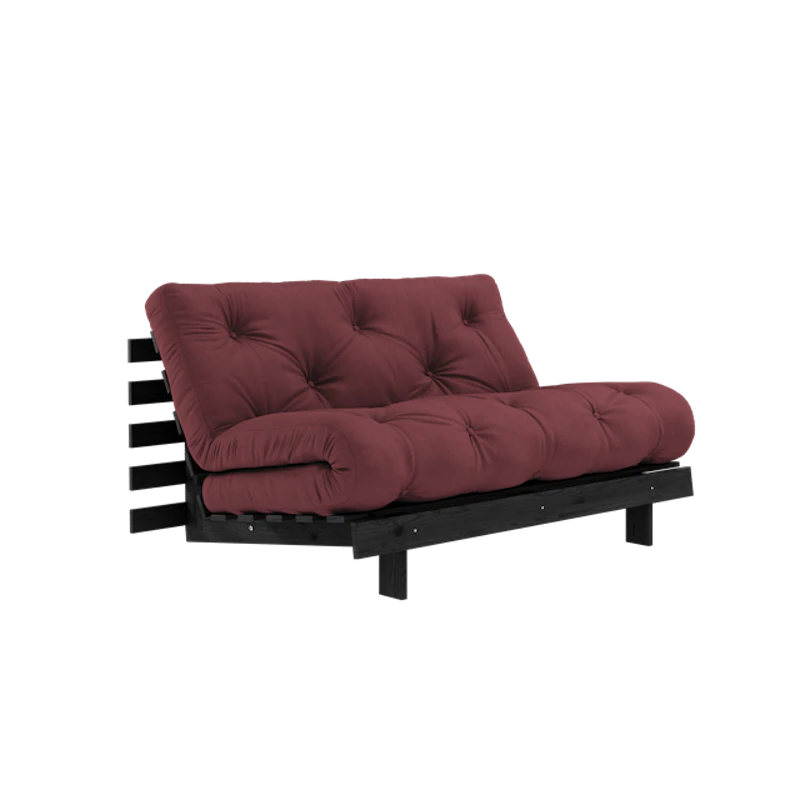 Roots Sovesofa Med Roots-Madrass 140x200 Bordeaux/Svart Lakkert