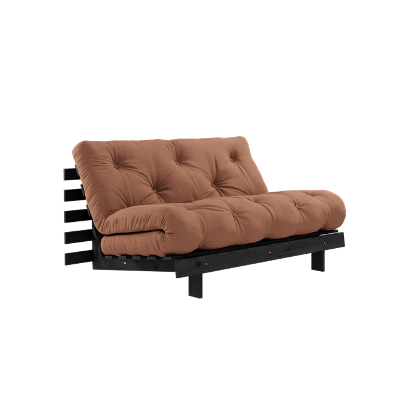 Roots Sovesofa Med Roots Madrass 140x200 Leirbrun/Svart Lakkert