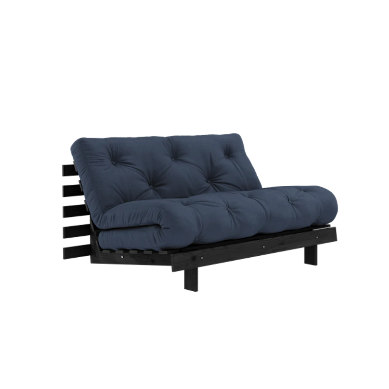 Roots Sovesofa Med Roots-Madrass 140x200 Marineblå/Svart Lakkert