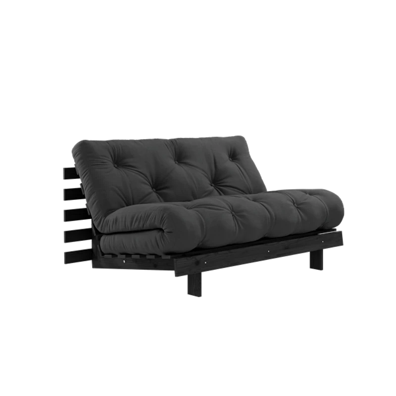 Roots Sovesofa Med Roots Madrass 140x200 Mørkgrå/Svart Lakkert
