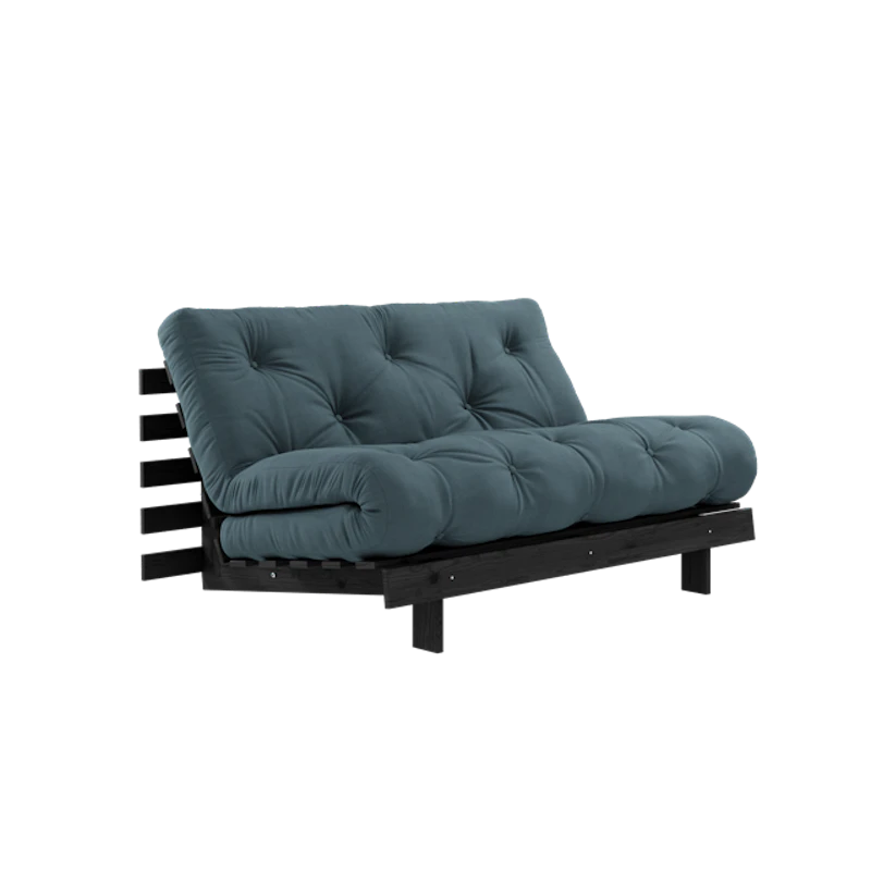 Roots Sovesofa Med Roots Madrass 140x200 Petroleum/Svart Lakkert