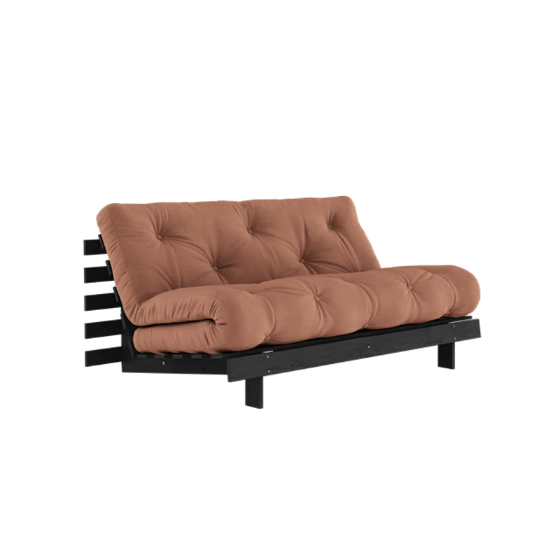 Roots Sovesofa Med Roots Madrass 160x200 Leirbrun/Svart Lakkert