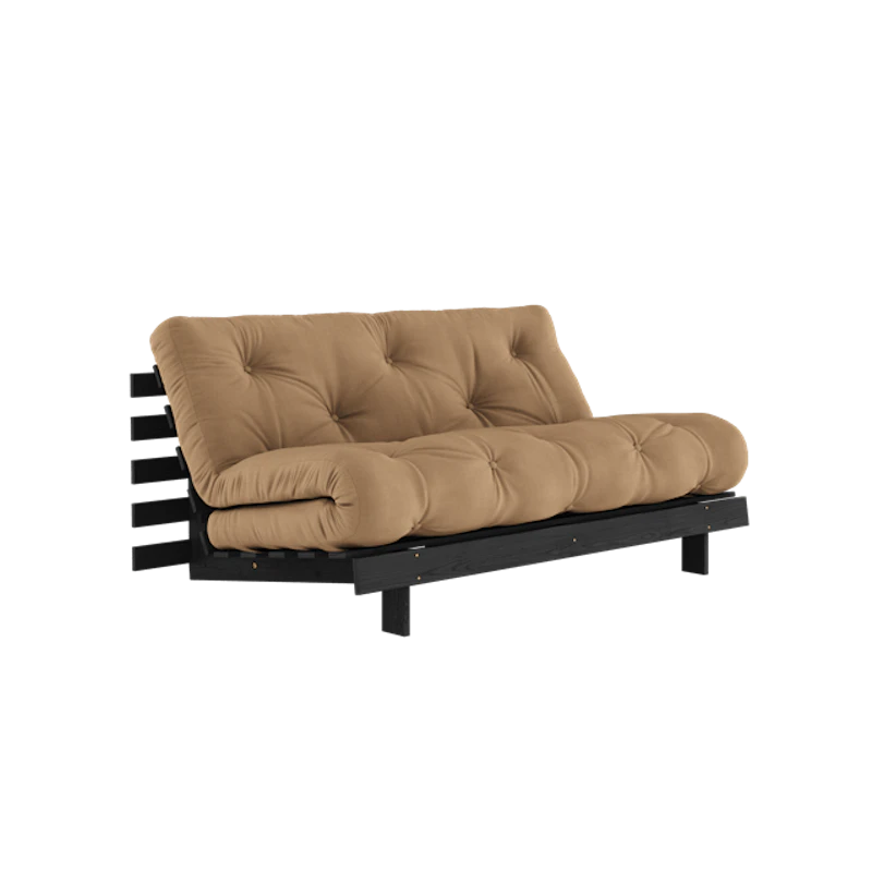Roots Sovesofa Med Roots Madrass 160x200 Mokka/Svart Lakkert