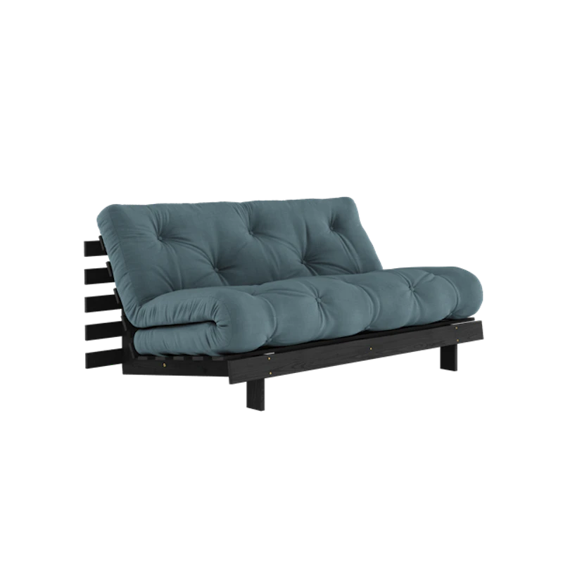 Roots Sovesofa Med Roots Madrass 160x200 Petroleum/Svart Lakkert