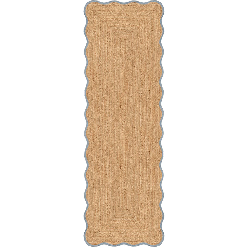 Scallop Juteteppe 75x240 cm, Misty Blue