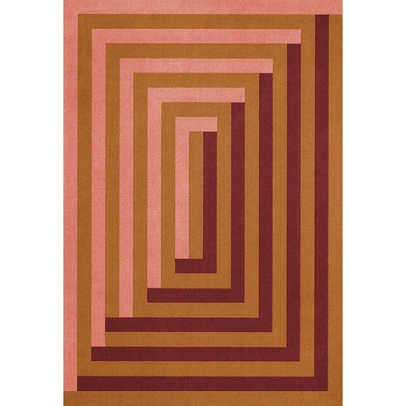 Teklan Labyrinth Ullteppe 300x400 cm, Korallfarget / Rosa