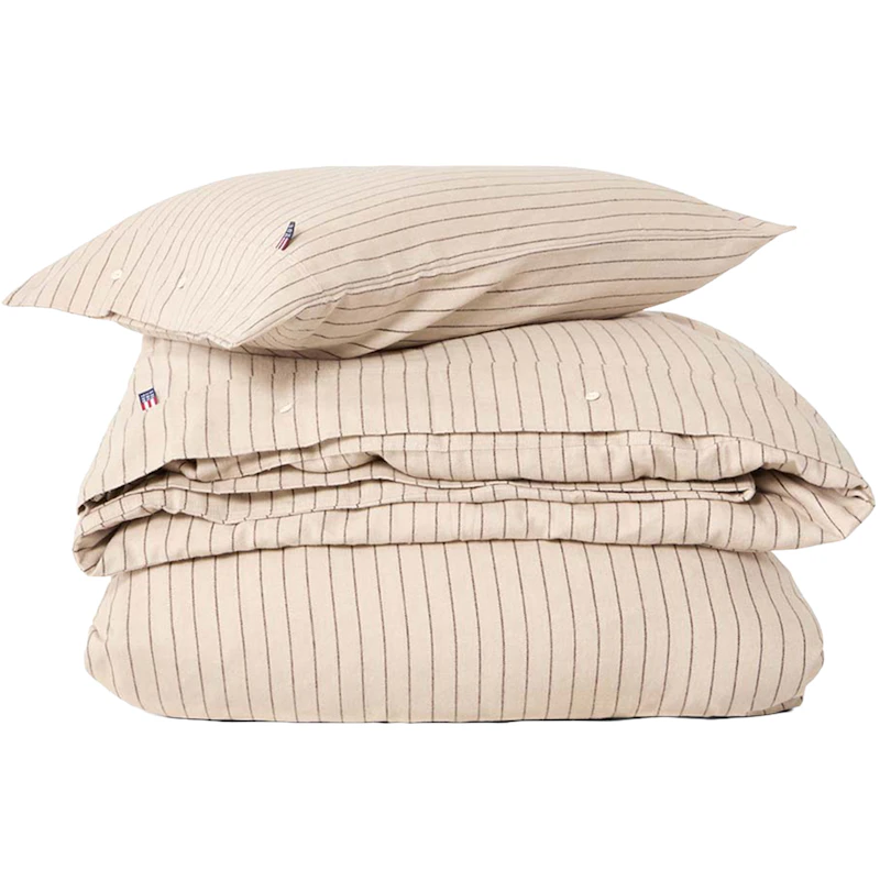 Pinstriped Sengesett 150x210 + 50x60 cm, Beige / Brun