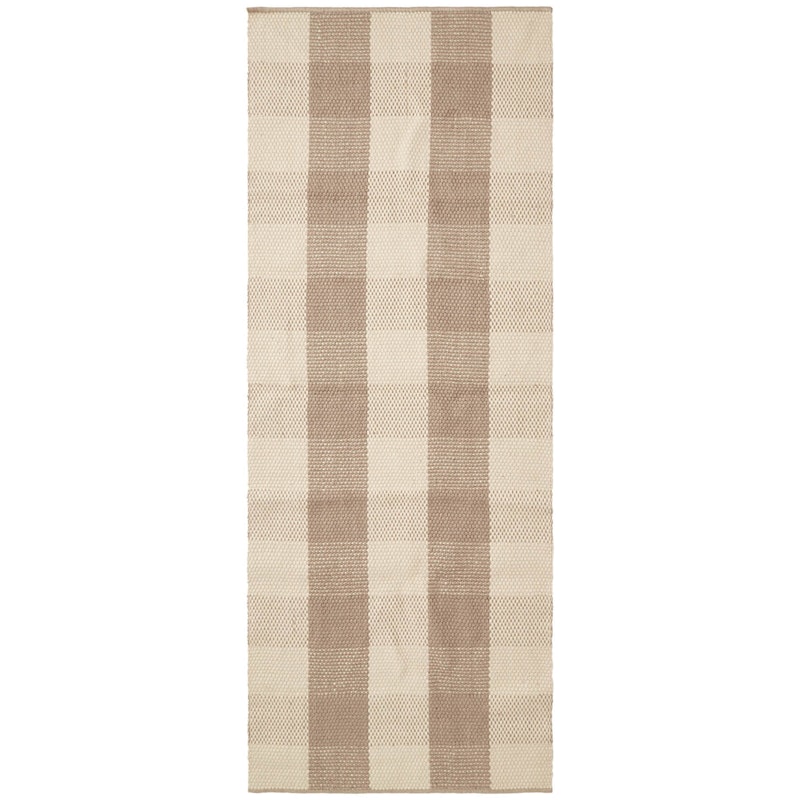 Checked Jute Teppe 80x220 cm, Beige/Naturfarget