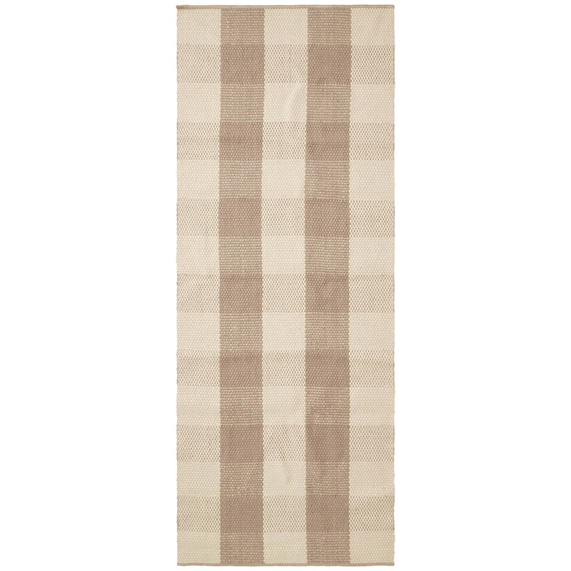 Checked Jute Teppe 80x220 cm, Beige/Naturfarget