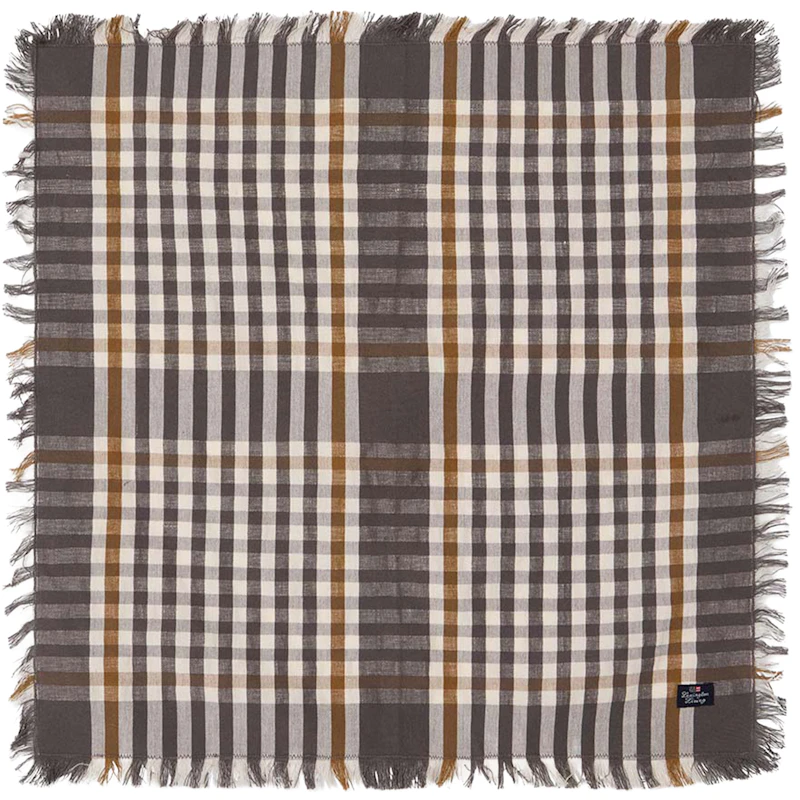 Checked Serviett 50x50 cm, Grå / Hvit / Fudge