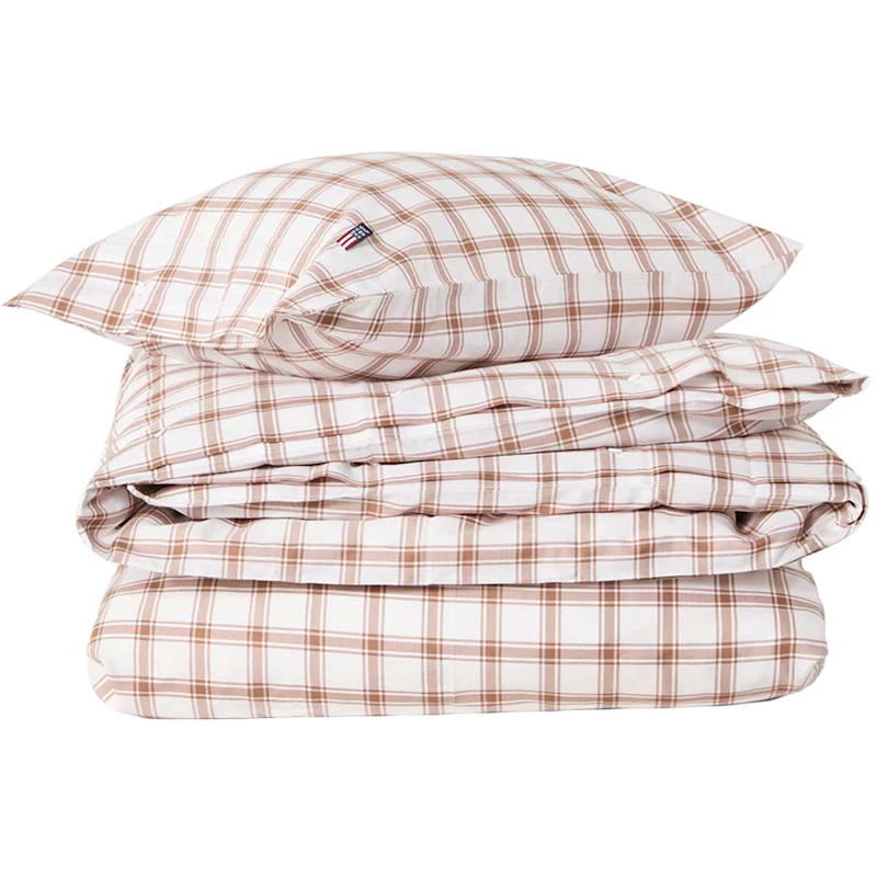 Checked Sengesett 150x210 + 50x60 cm, Hvit / Fudge