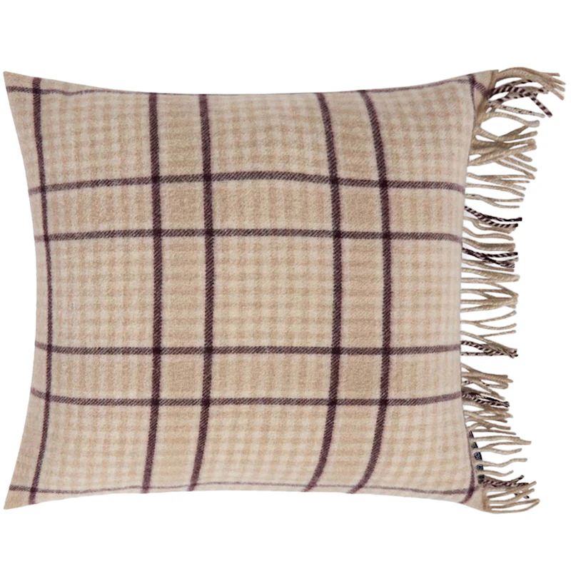 Checked Putetrekk 50x50 cm, Beige / Fiken