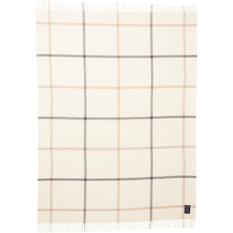 Checked Recycled Wool Pledd 130x170 cm, Off-white / Grå / Beige