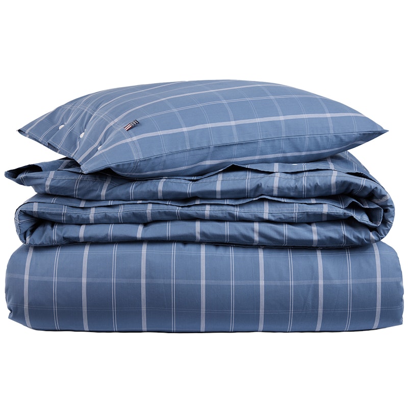 Checked Sengesett 150x210 + 50x60 cm, Blå