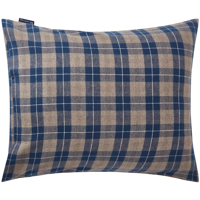 Checked Cotton Flannel Putevar 50x60 cm, Denim Blue/Beige