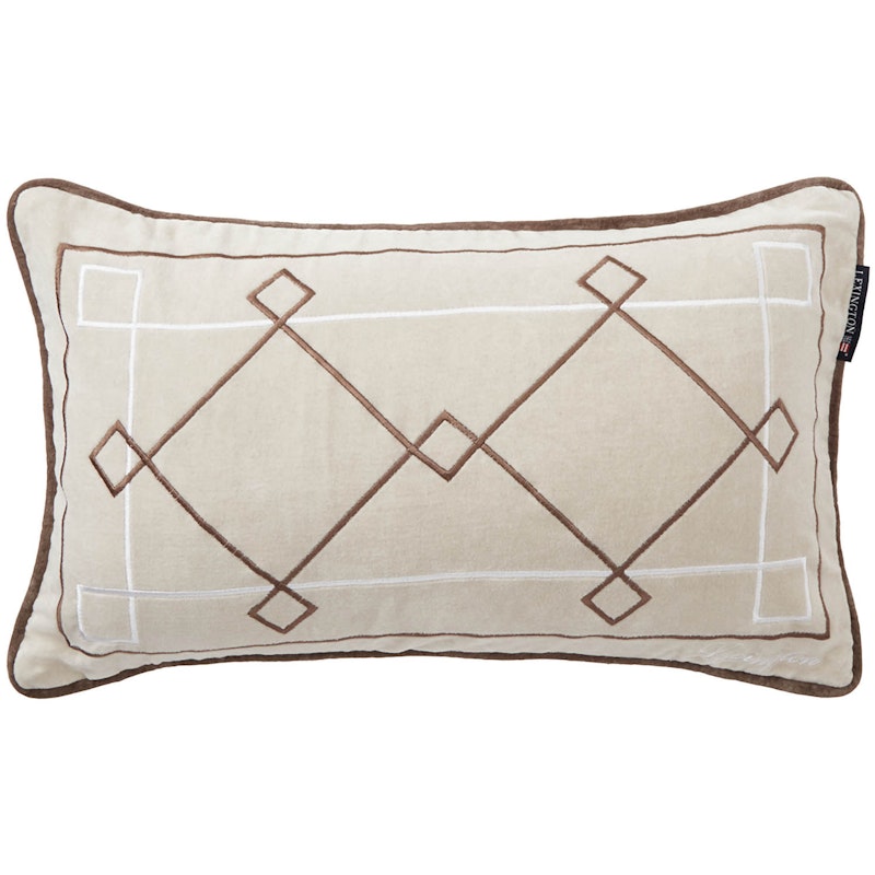 Graphic Embroidered Putetrekk 30x50 cm, Brun/Beige