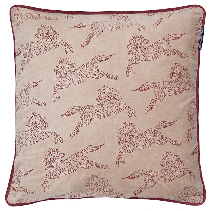 Horses Putetrekk 50x50 cm, Beige/Vinrød