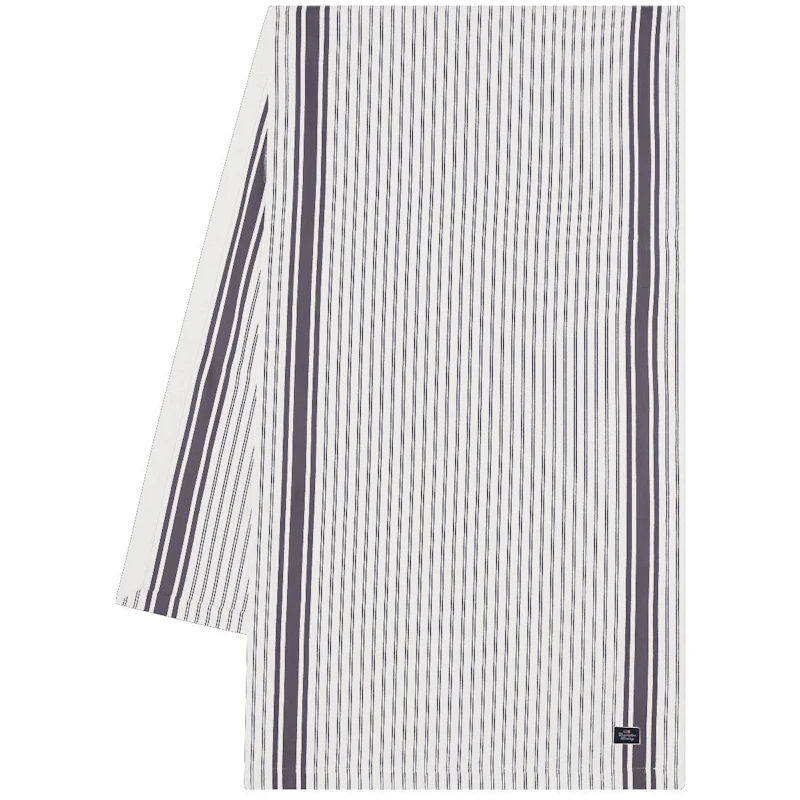 Icons Striped Organic Cotton Oxford Bordløper 50x150 cm, Hvit / Dress Blue