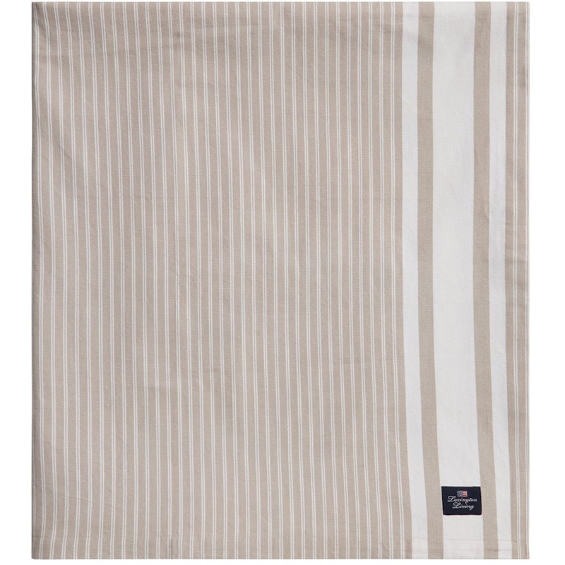 Icons Striped Organic Cotton Oxford Duk 150x350 cm, Beige / Hvit