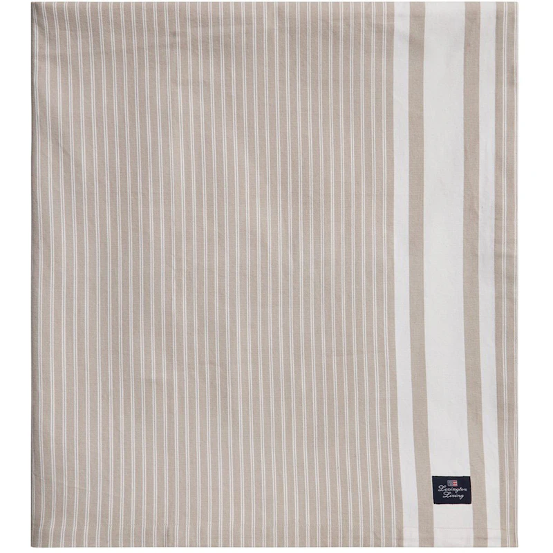 Icons Striped Organic Cotton Oxford Duk 180x180 cm, Beige / Hvit