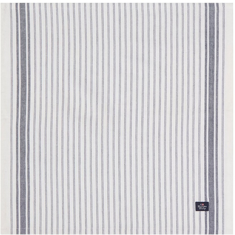 Icons Striped Organic Cotton Oxford Serviett, Hvit / Dress Blue