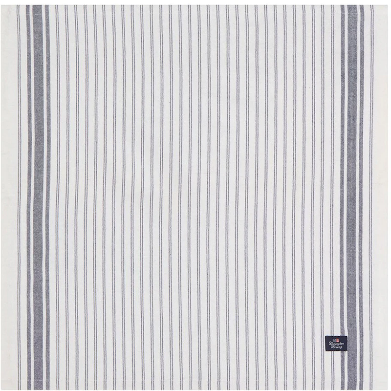 Icons Striped Organic Cotton Oxford Serviett, Hvit / Dress Blue