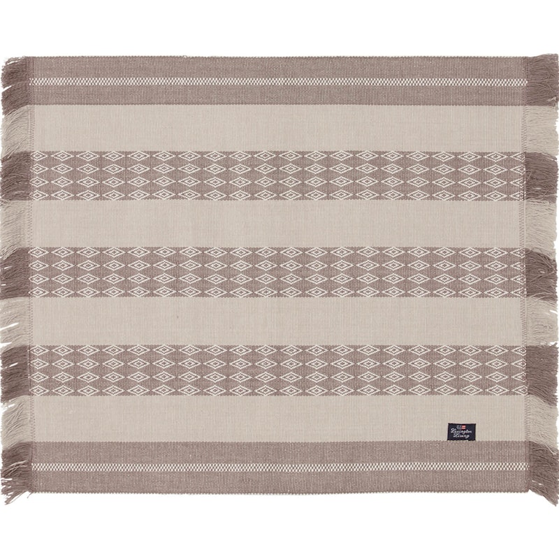 Jacquard Striped Spisebrikke 40x50 cm, Hvit/Beige