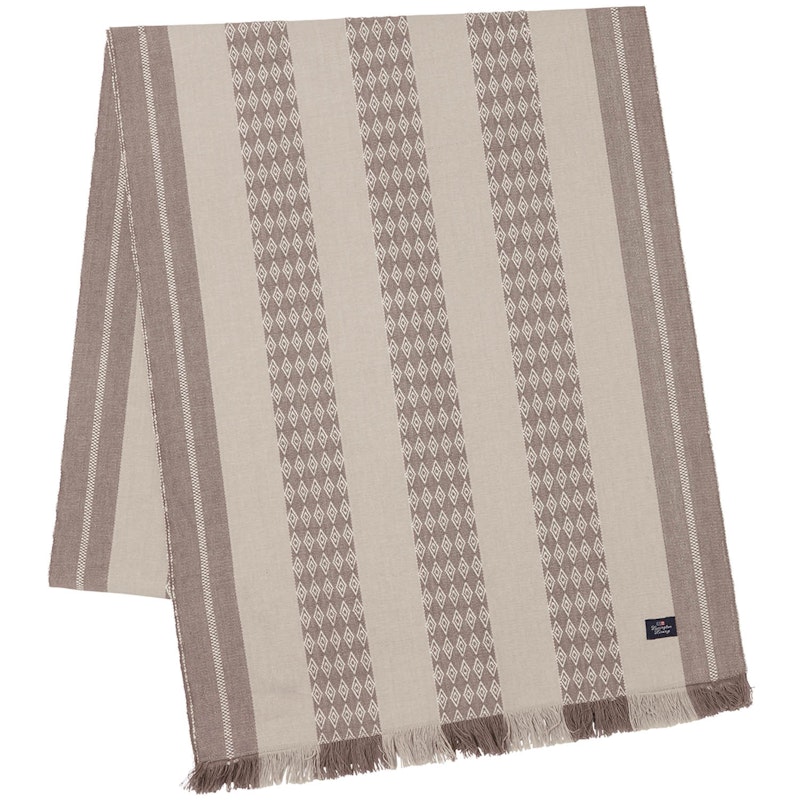 Jacquard Striped Bordløper 250x50 cm, Hvit/Beige