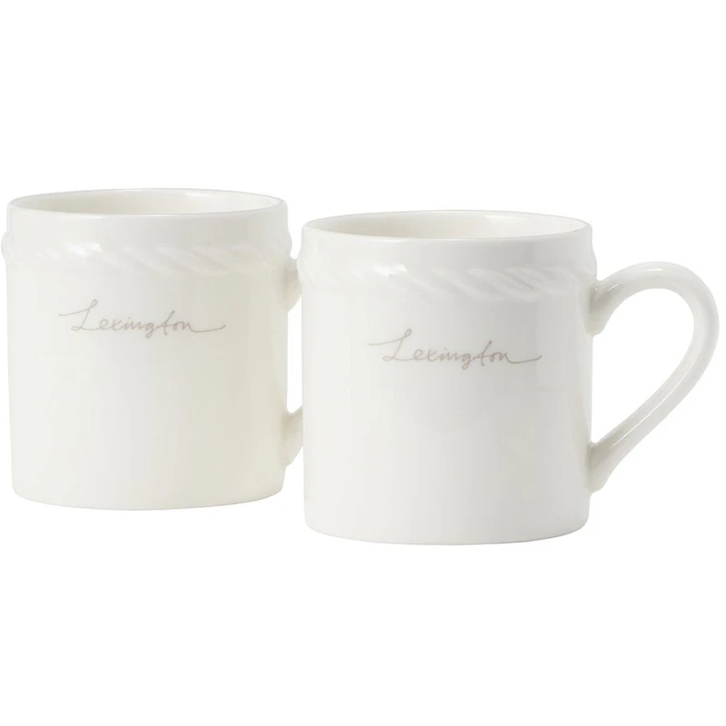 Lexington Porcelain Espressokopp 5 cm 2-pk, Hvit / Beige