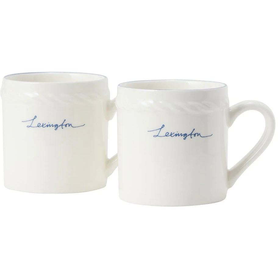 Lexington Porcelain Espressokopp 5 cm 2-pk, Hvit / M&oslash;rkebl&aring;