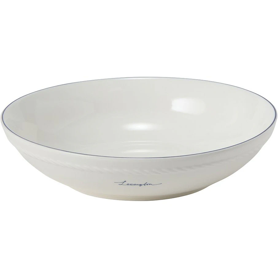 Lexington Porcelain Medium Sk&aring;l 22 cm, Hvit / M&oslash;rkebl&aring;
