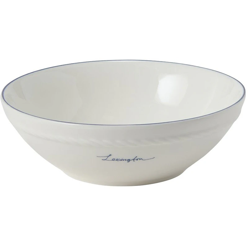 Lexington Porcelain Small Skål 15,5 cm 4-pk, Hvit / Mørkeblå