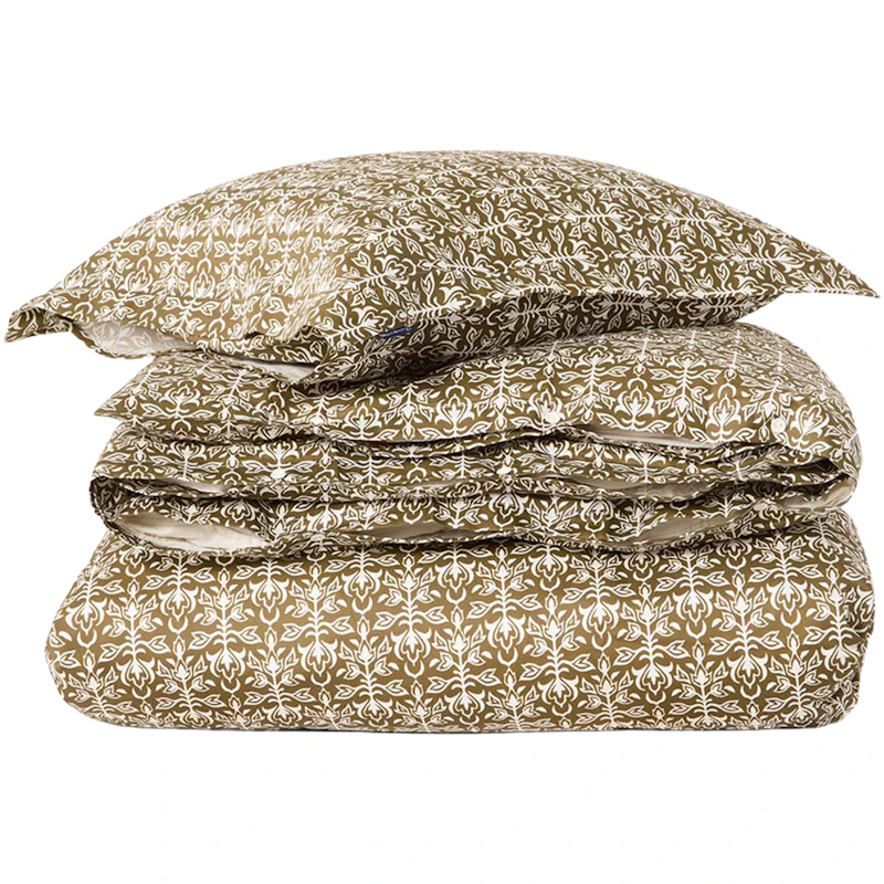 Ornament Sengesett 150x210 + 50x60 cm, Oliven / Hvit