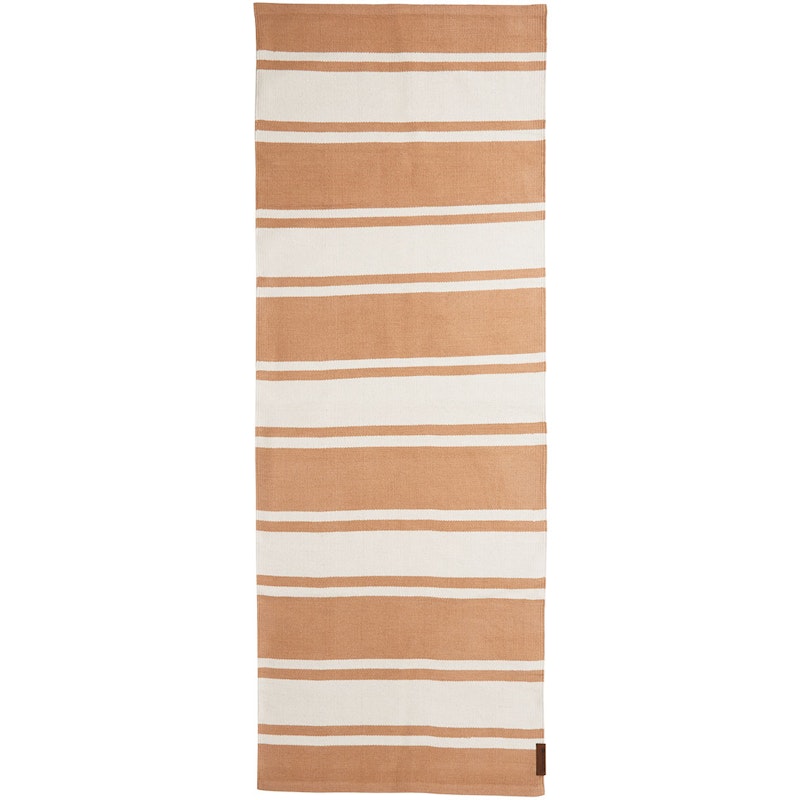 Organic Striped Cotton Teppe 80x220 cm, Beige