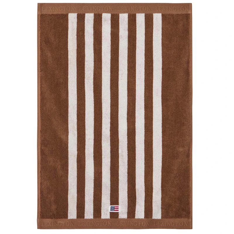 Stripet frottéhåndkle 50x70 cm, Fudge / Snøhvit