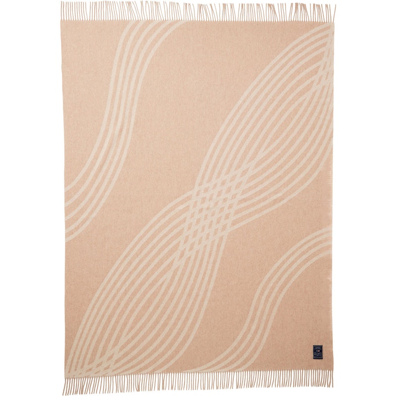 Waves Recycled Wool Jacquard Pledd 130x170 cm, Beige/Off-white