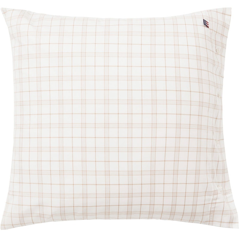 Checked Lyocell/Cotton Putevar 65x65 cm, Hvit/Beige