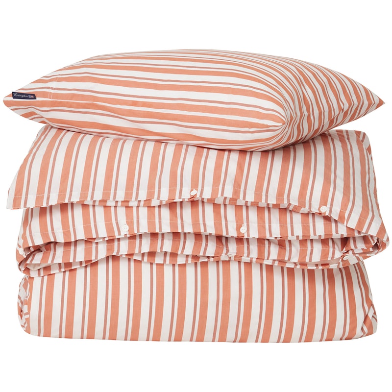 Striped Cotton Poplin Sengesett 150x210 + 50x60 cm, Terra